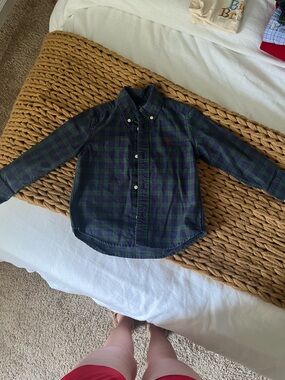 Ralph Lauren Navy and Green Plaid Button-Down Shirt